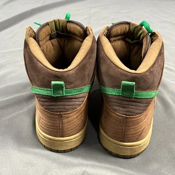 2007 Nike SB Dunk High Wood Deck Brown Tweed Green | Size 15 - Picture 3 of 6